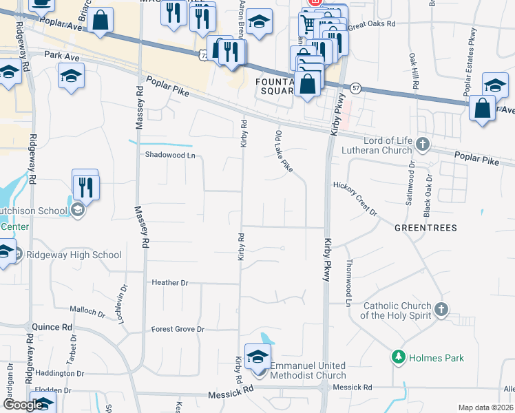 map of restaurants, bars, coffee shops, grocery stores, and more near 2068 Firefly Cove in Memphis