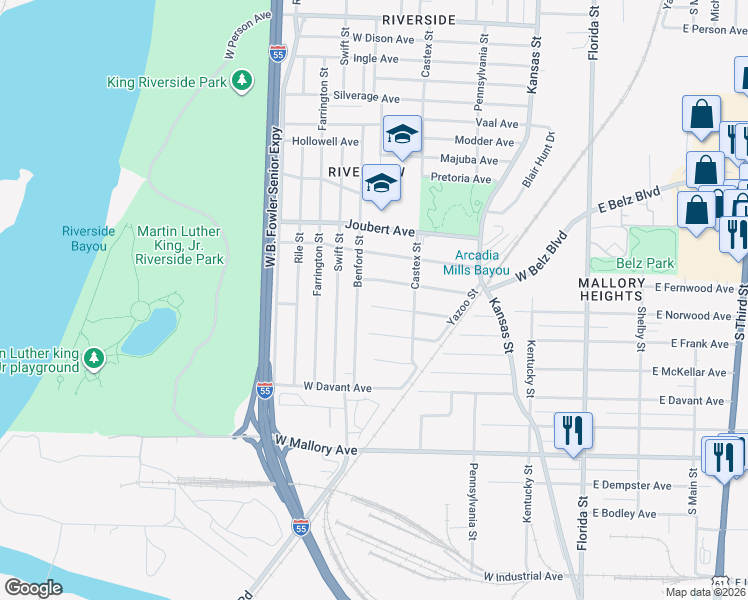 map of restaurants, bars, coffee shops, grocery stores, and more near 275 Holland Avenue in Memphis