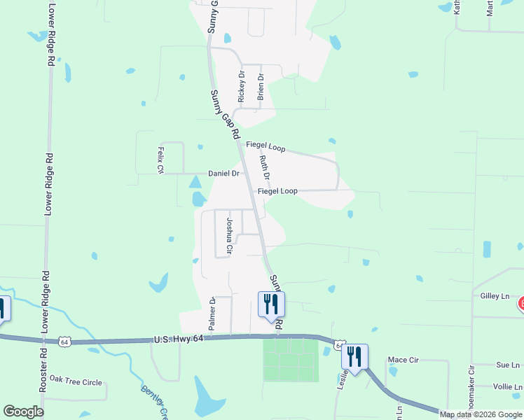 map of restaurants, bars, coffee shops, grocery stores, and more near 38 Sunny Gap Road in Conway