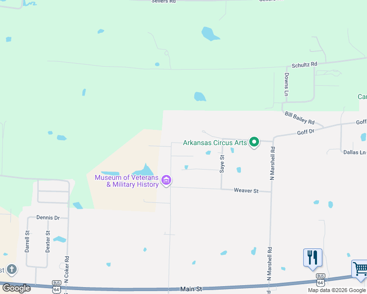 map of restaurants, bars, coffee shops, grocery stores, and more near 34 Jones Street in Vilonia
