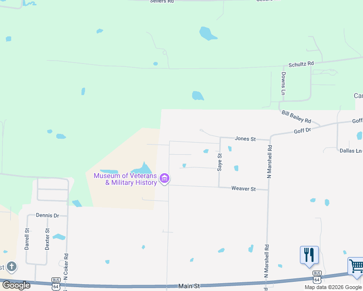 map of restaurants, bars, coffee shops, grocery stores, and more near 34 Jones Street in Vilonia
