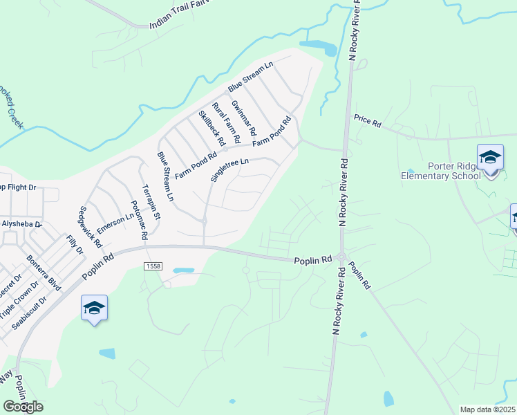 map of restaurants, bars, coffee shops, grocery stores, and more near 2022 Houndscroft Road in Indian Trail