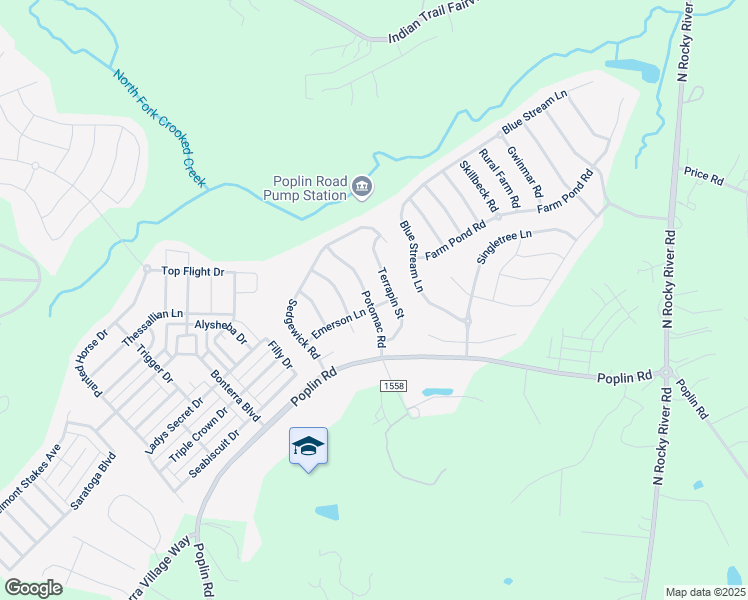 map of restaurants, bars, coffee shops, grocery stores, and more near 1023 Potomac Road in Indian Trail