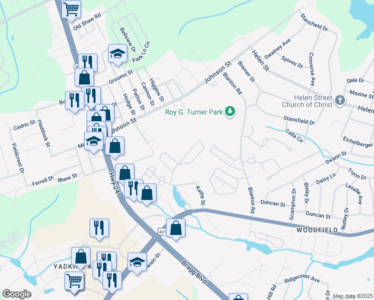 map of restaurants, bars, coffee shops, grocery stores, and more near 1825 Sardonyx Road in Fayetteville