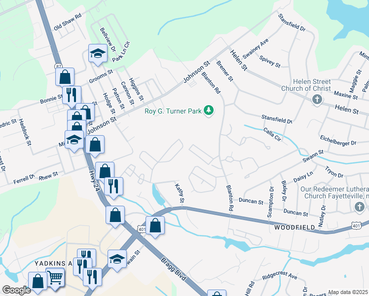 map of restaurants, bars, coffee shops, grocery stores, and more near 1913 Sardonyx Road in Fayetteville