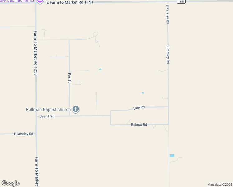 map of restaurants, bars, coffee shops, grocery stores, and more near 12249 Lion Road in Amarillo