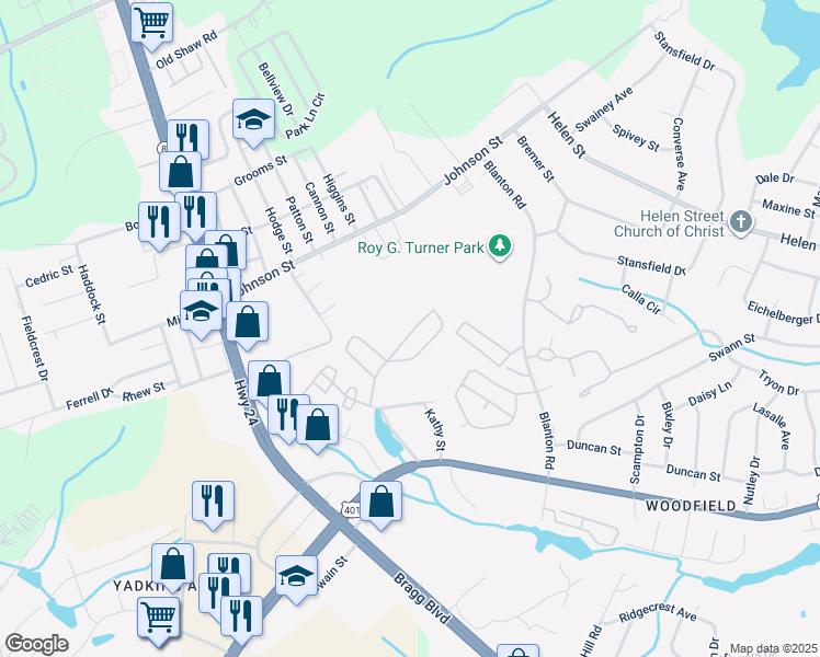 map of restaurants, bars, coffee shops, grocery stores, and more near 1821 Sardonyx Road in Fayetteville