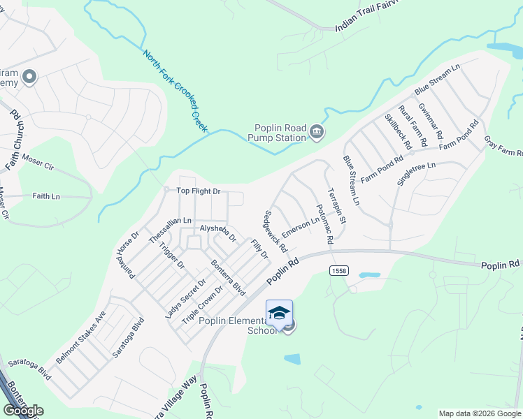 map of restaurants, bars, coffee shops, grocery stores, and more near 4006 Sedgewick Road in Indian Trail