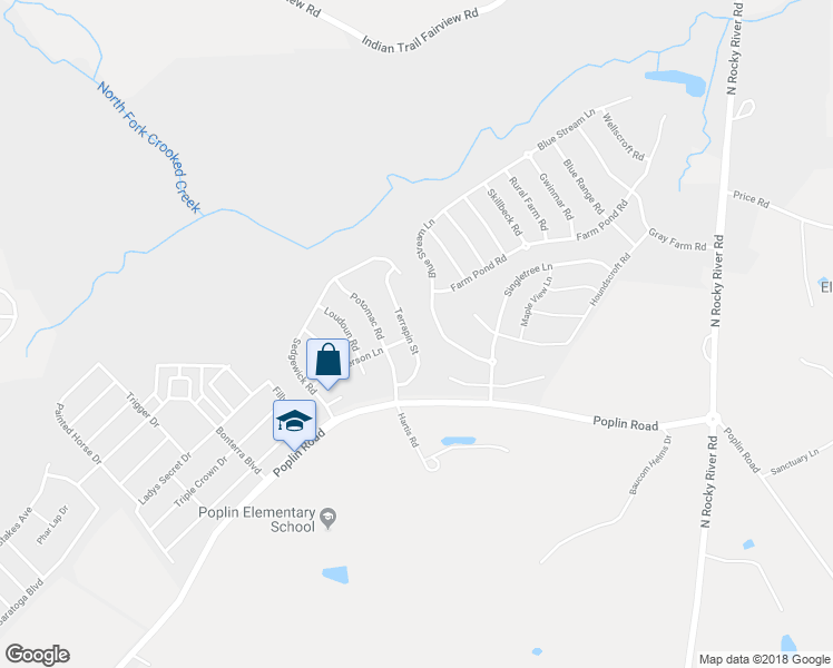 map of restaurants, bars, coffee shops, grocery stores, and more near 2000 Terrapin Street in Indian Trail