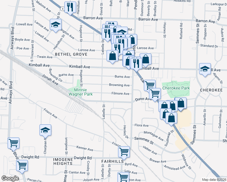 map of restaurants, bars, coffee shops, grocery stores, and more near 2698 Filmore Ave in Memphis