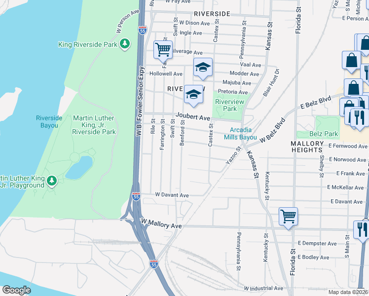 map of restaurants, bars, coffee shops, grocery stores, and more near 275 Holland Avenue in Memphis
