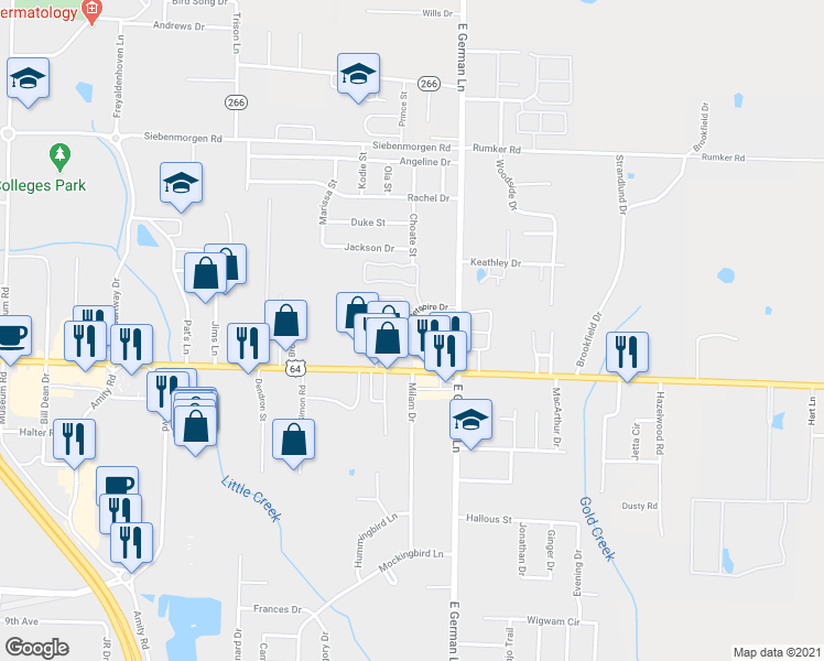 map of restaurants, bars, coffee shops, grocery stores, and more near 1745 Sweetspire Drive in Conway
