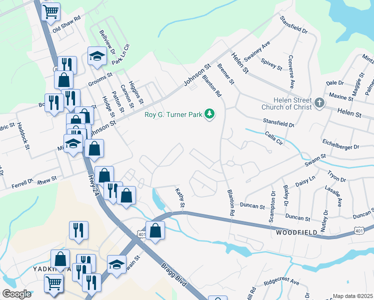 map of restaurants, bars, coffee shops, grocery stores, and more near 1909 Sardonyx Road in Fayetteville