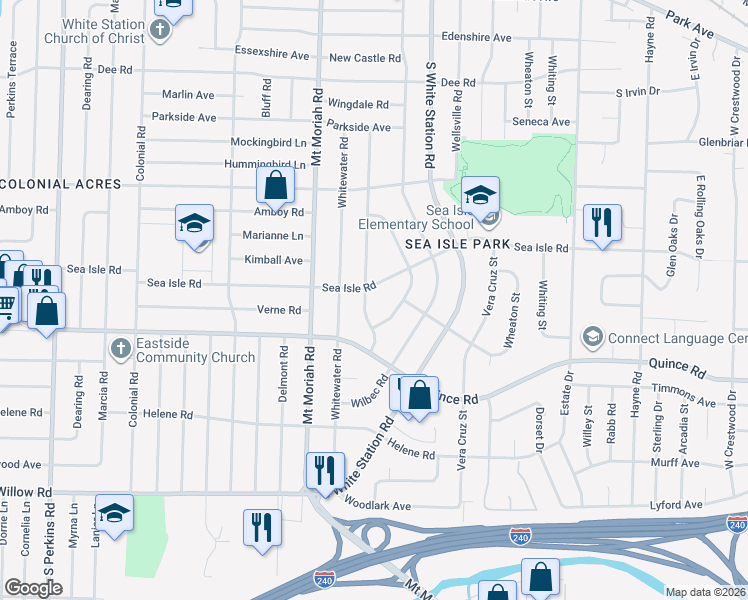 map of restaurants, bars, coffee shops, grocery stores, and more near 1436 Woodston Road in Memphis
