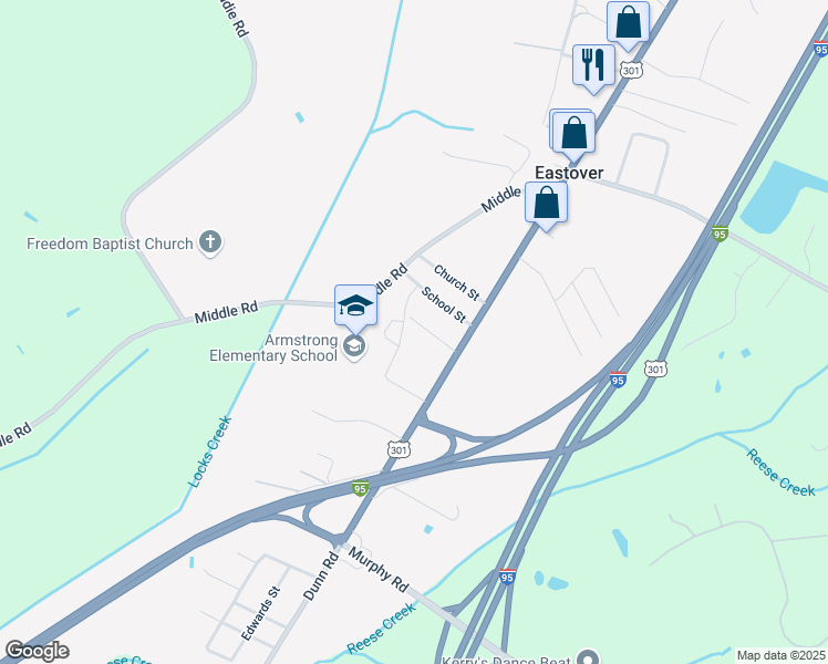 map of restaurants, bars, coffee shops, grocery stores, and more near 3506 Saraya Drive in Eastover