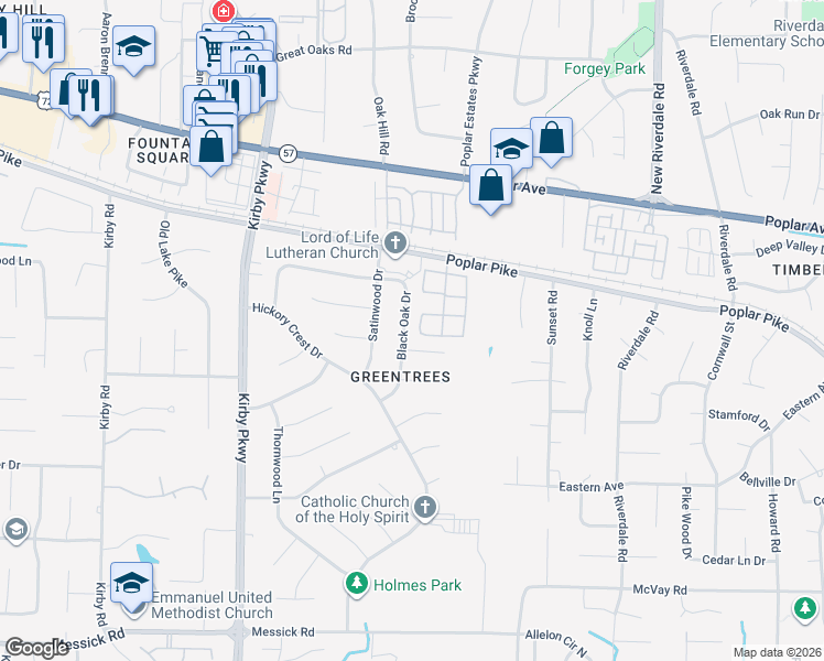 map of restaurants, bars, coffee shops, grocery stores, and more near 2068 Black Oak Drive in Memphis