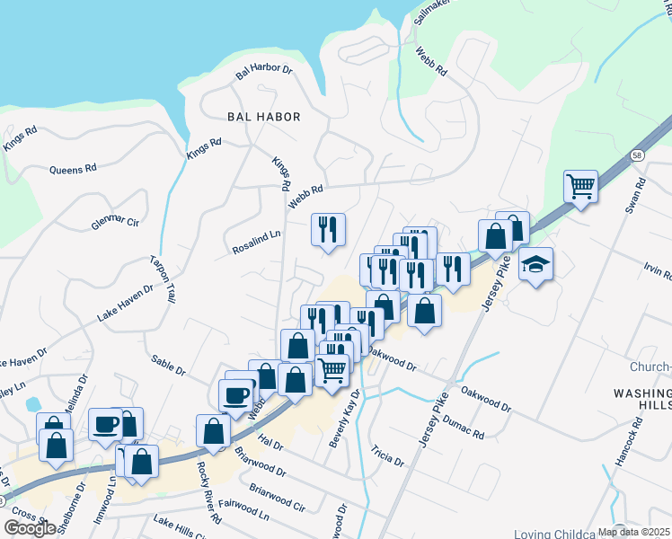 map of restaurants, bars, coffee shops, grocery stores, and more near 3997 Arbor Pl Ln in Chattanooga