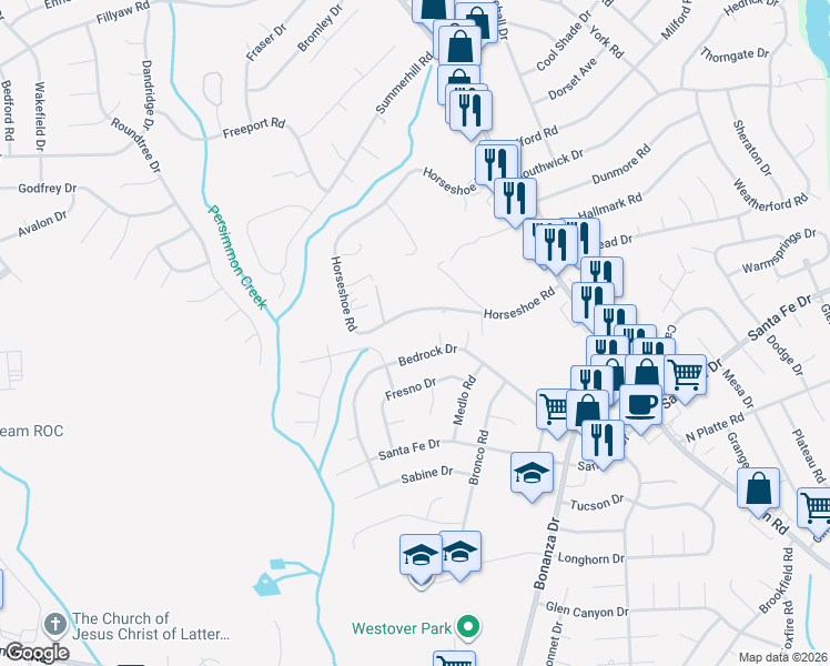 map of restaurants, bars, coffee shops, grocery stores, and more near 905 Mescal Court in Fayetteville