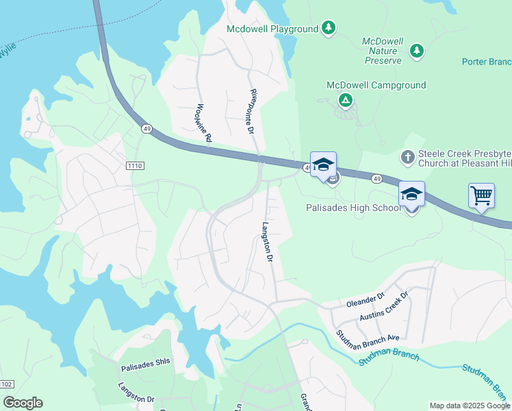 map of restaurants, bars, coffee shops, grocery stores, and more near 15928 White Street in Charlotte