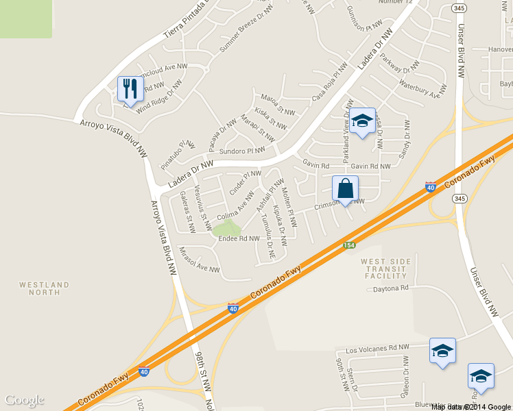 map of restaurants, bars, coffee shops, grocery stores, and more near 9304 Colima Avenue Northwest in Albuquerque