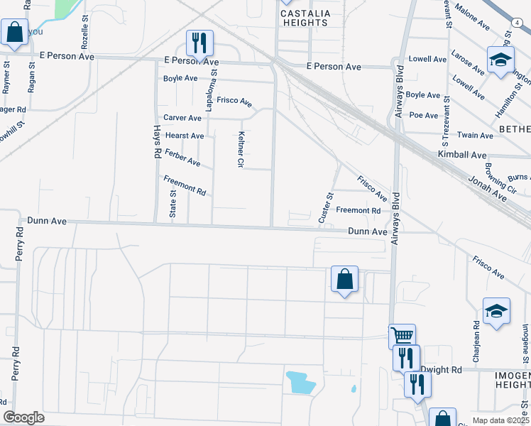 map of restaurants, bars, coffee shops, grocery stores, and more near 1939 Castalia Street in Memphis