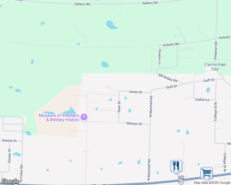 map of restaurants, bars, coffee shops, grocery stores, and more near 34 Jones Street in Vilonia