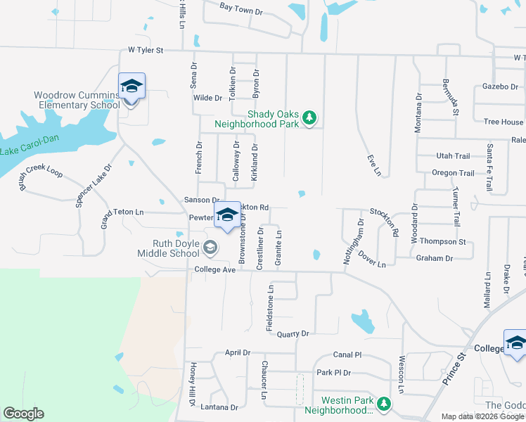 map of restaurants, bars, coffee shops, grocery stores, and more near 5205 Stockton Road in Conway