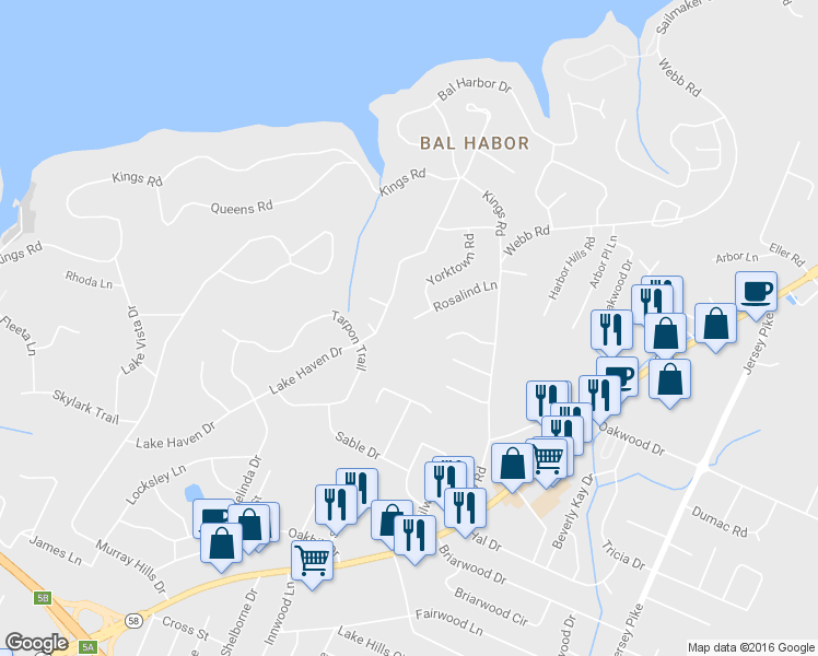 map of restaurants, bars, coffee shops, grocery stores, and more near 3902 Rosalind Lane in Chattanooga