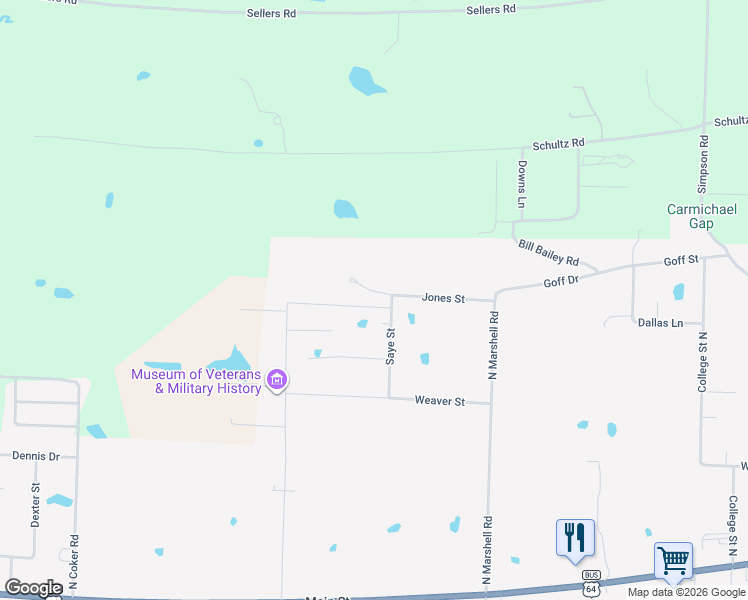 map of restaurants, bars, coffee shops, grocery stores, and more near 34 Jones Street in Vilonia