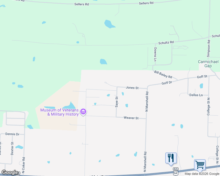 map of restaurants, bars, coffee shops, grocery stores, and more near 34 Jones Street in Vilonia