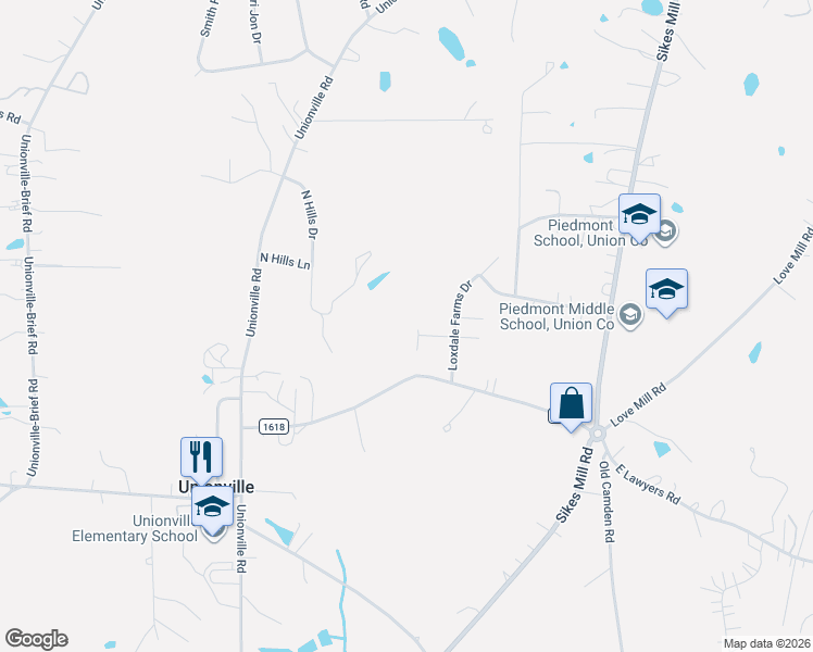 map of restaurants, bars, coffee shops, grocery stores, and more near 2801 Falling Leaf Court in Monroe