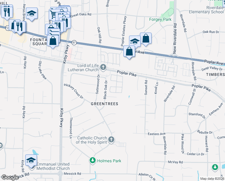map of restaurants, bars, coffee shops, grocery stores, and more near 2068 Black Oak Drive in Memphis