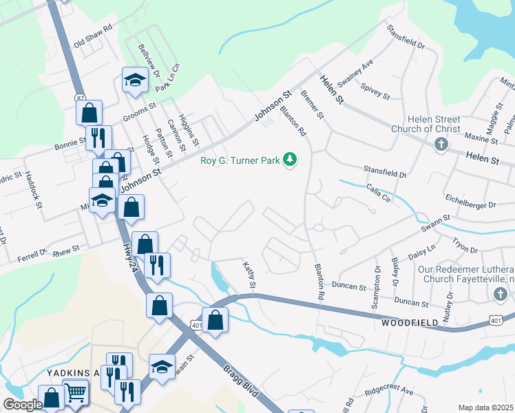 map of restaurants, bars, coffee shops, grocery stores, and more near 1905 Sardonyx Road in Fayetteville