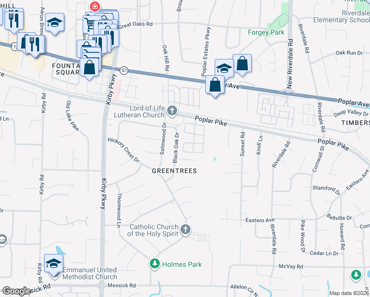 map of restaurants, bars, coffee shops, grocery stores, and more near 2068 Black Oak Drive in Memphis