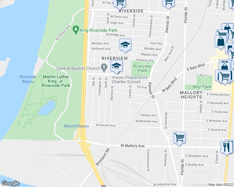 map of restaurants, bars, coffee shops, grocery stores, and more near 275 Holland Avenue in Memphis