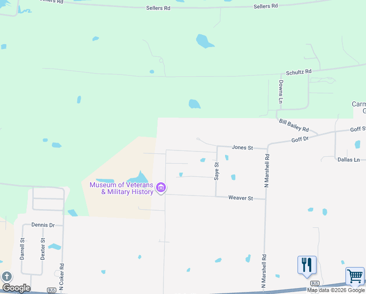 map of restaurants, bars, coffee shops, grocery stores, and more near 34 Jones Street in Vilonia