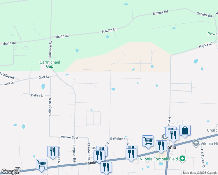map of restaurants, bars, coffee shops, grocery stores, and more near 2 Cherrywood Drive in Vilonia