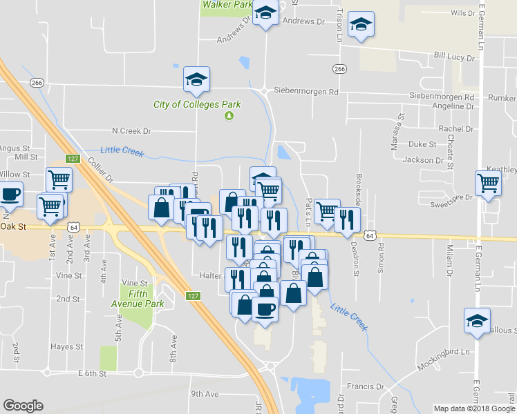 map of restaurants, bars, coffee shops, grocery stores, and more near 1065 Bob Courtway Drive in Conway