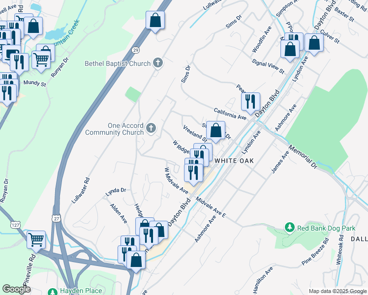 map of restaurants, bars, coffee shops, grocery stores, and more near 159 West Ridgewood Avenue in Red Bank