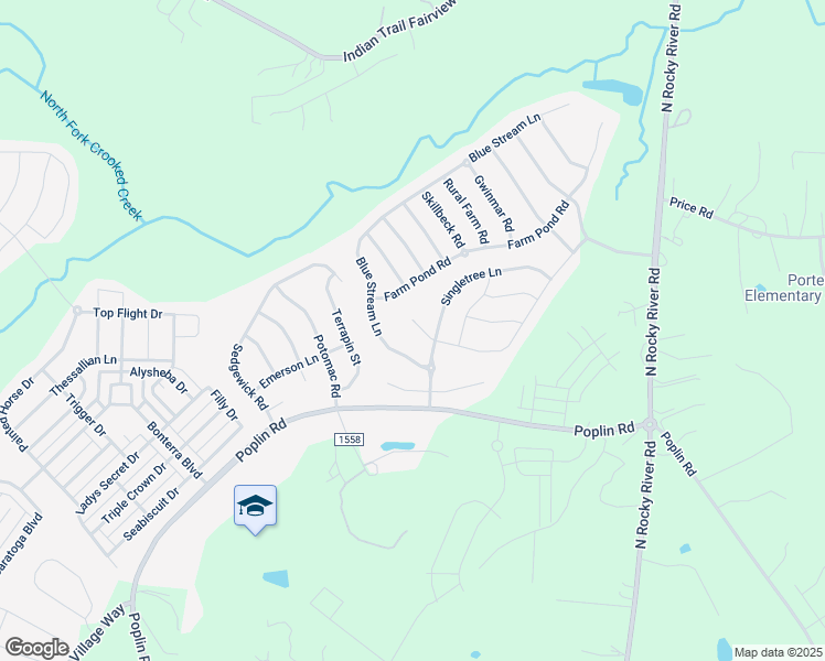 map of restaurants, bars, coffee shops, grocery stores, and more near 1007 Lavender Lane in Indian Trail
