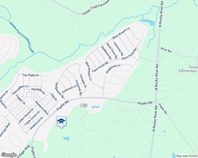 map of restaurants, bars, coffee shops, grocery stores, and more near 1007 Lavender Lane in Indian Trail