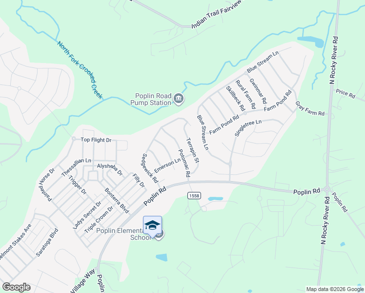 map of restaurants, bars, coffee shops, grocery stores, and more near 1019 Potomac Road in Indian Trail