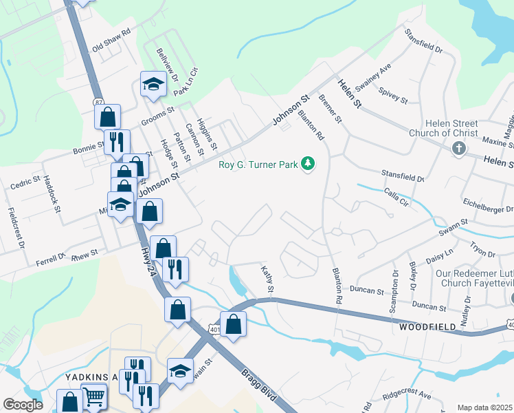 map of restaurants, bars, coffee shops, grocery stores, and more near 1837 Sardonyx Road in Fayetteville