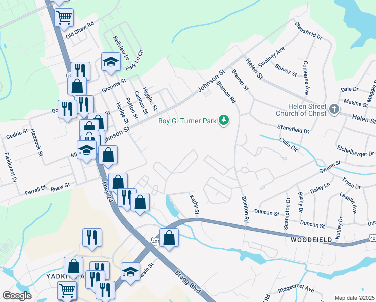 map of restaurants, bars, coffee shops, grocery stores, and more near 1841 Sardonyx Road in Fayetteville
