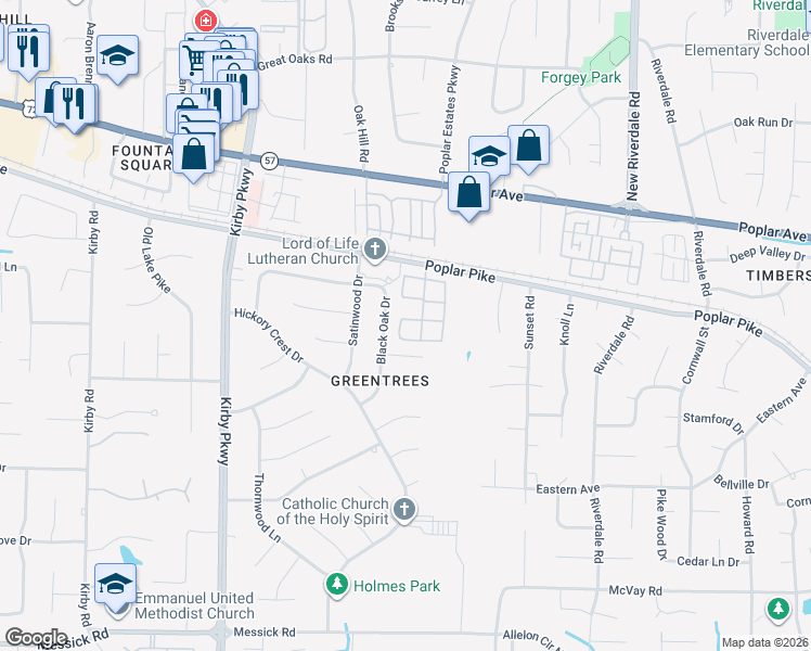 map of restaurants, bars, coffee shops, grocery stores, and more near 2068 Black Oak Drive in Memphis