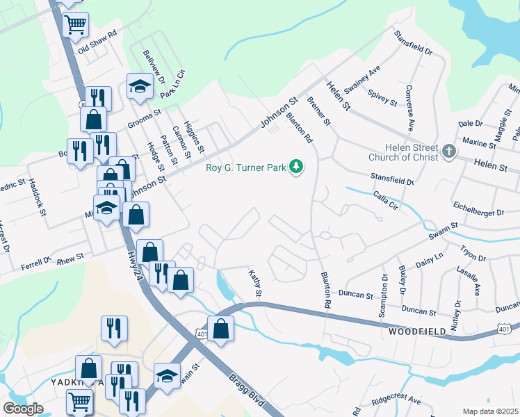 map of restaurants, bars, coffee shops, grocery stores, and more near 1861 Sardonyx Road in Fayetteville