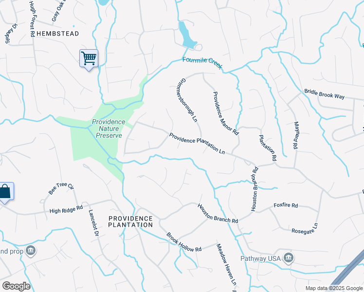 map of restaurants, bars, coffee shops, grocery stores, and more near 3613 Providence Plantation Lane in Charlotte