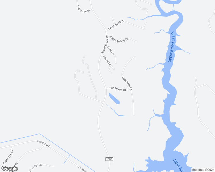 map of restaurants, bars, coffee shops, grocery stores, and more near 741 Broad Creek Road in New Bern