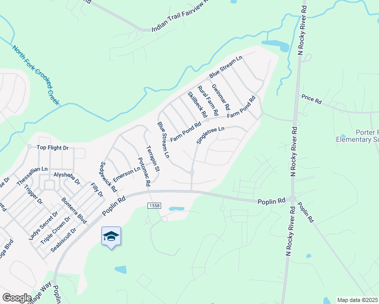 map of restaurants, bars, coffee shops, grocery stores, and more near 1006 Lavender Lane in Indian Trail