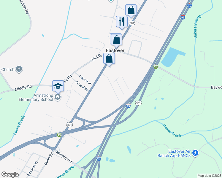 map of restaurants, bars, coffee shops, grocery stores, and more near 3312 Eastgate Street in Eastover